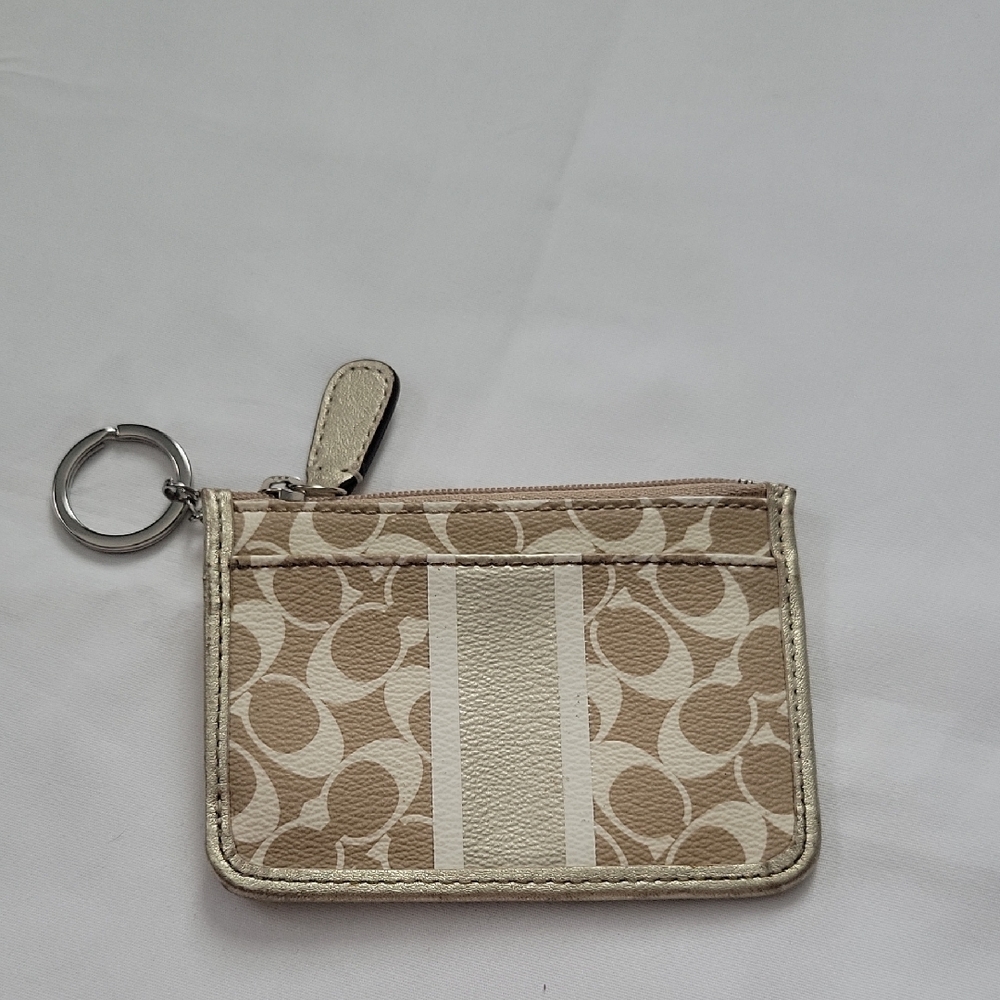 Coach Beige Monogram Key Holder